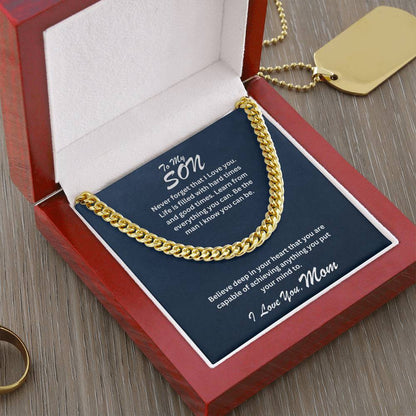 Son- Capable of achieving-Cuban Link Chain - Essential Home Zone Essential Home Zone 14K Yellow Gold Finish / Luxury Box Jewelry Son- Capable of achieving-Cuban Link Chain