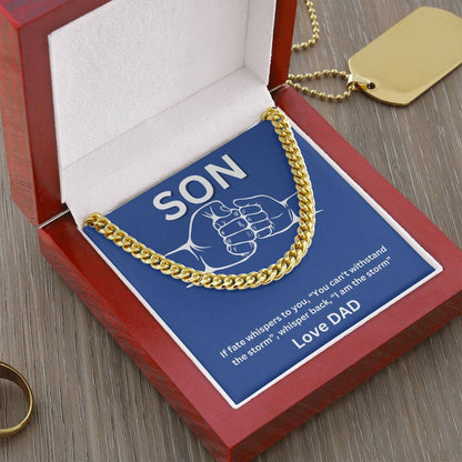 Son- I am the storm -Cuban Link Chain - Essential Home Zone Essential Home Zone 14K Yellow Gold Finish / Luxury Box Jewelry Son- I am the storm -Cuban Link Chain