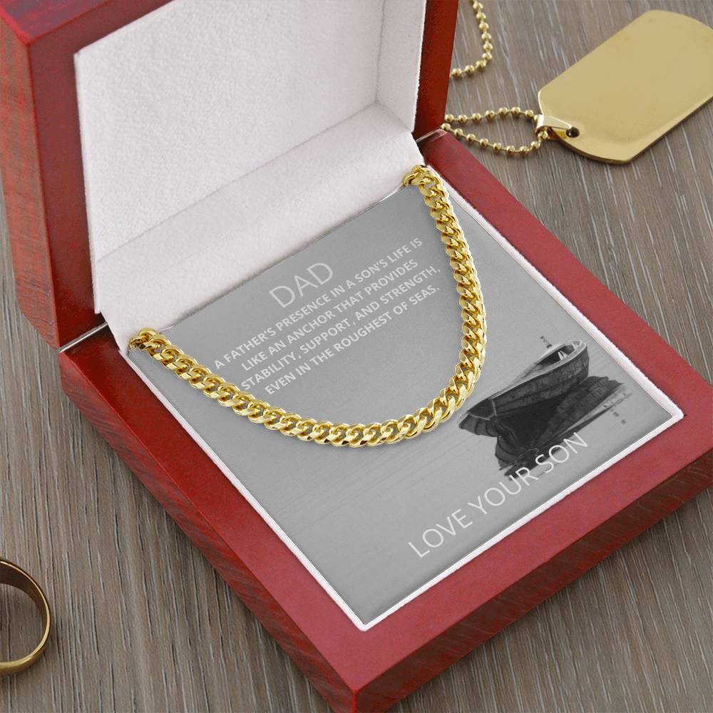 Dad- A father's presence-Cuban Link Chain - Essential Home Zone Essential Home Zone 14K Yellow Gold Finish / Luxury Box Jewelry Dad- A father's presence-Cuban Link Chain