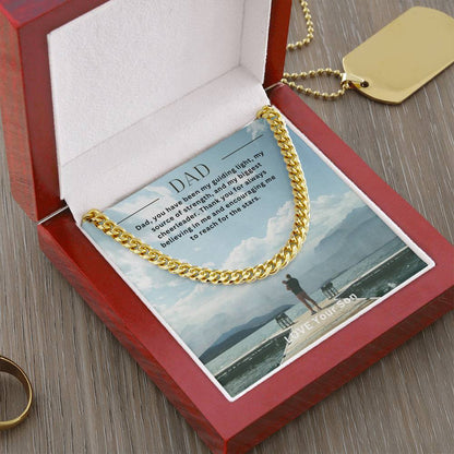 Dad- My guiding light-Cuban Link Chain - Essential Home Zone Essential Home Zone 14K Yellow Gold Finish / Luxury Box Jewelry Dad- My guiding light-Cuban Link Chain