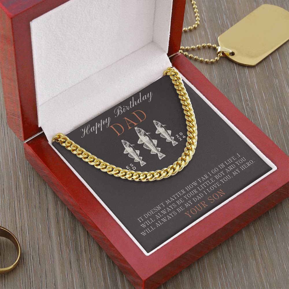 Dad- Always your little boy-Cuban Link Chain - Essential Home Zone Essential Home Zone 14K Yellow Gold Finish / Luxury Box Jewelry Dad- Always your little boy-Cuban Link Chain