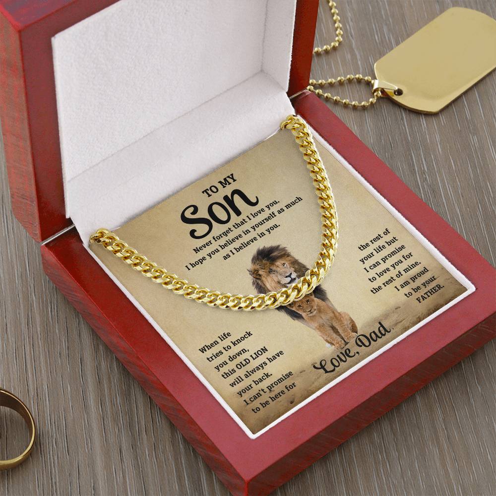 Son- Believe in yourself-Cuban Link Chain - Essential Home Zone Essential Home Zone 14K Yellow Gold Finish / Luxury Box Jewelry Son- Believe in yourself-Cuban Link Chain