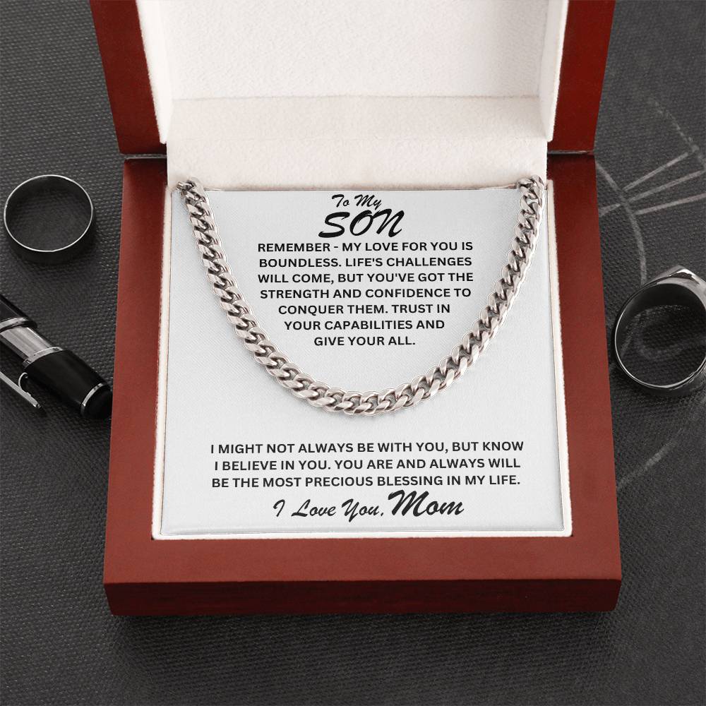 Son- My love for you-Cuban Link Chain - Essential Home Zone Essential Home Zone Stainless Steel / Luxury Box Jewelry Son- My love for you-Cuban Link Chain