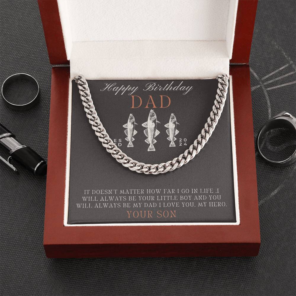 Dad- Always your little boy-Cuban Link Chain - Essential Home Zone Essential Home Zone Stainless Steel / Luxury Box Jewelry Dad- Always your little boy-Cuban Link Chain