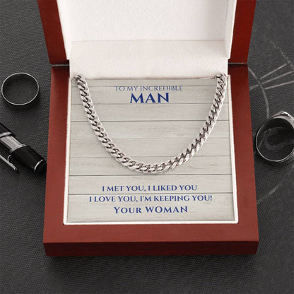 Husband- I met you-Cuban Link Chain - Essential Home Zone Essential Home Zone Stainless Steel / Luxury Box Jewelry Husband- I met you-Cuban Link Chain