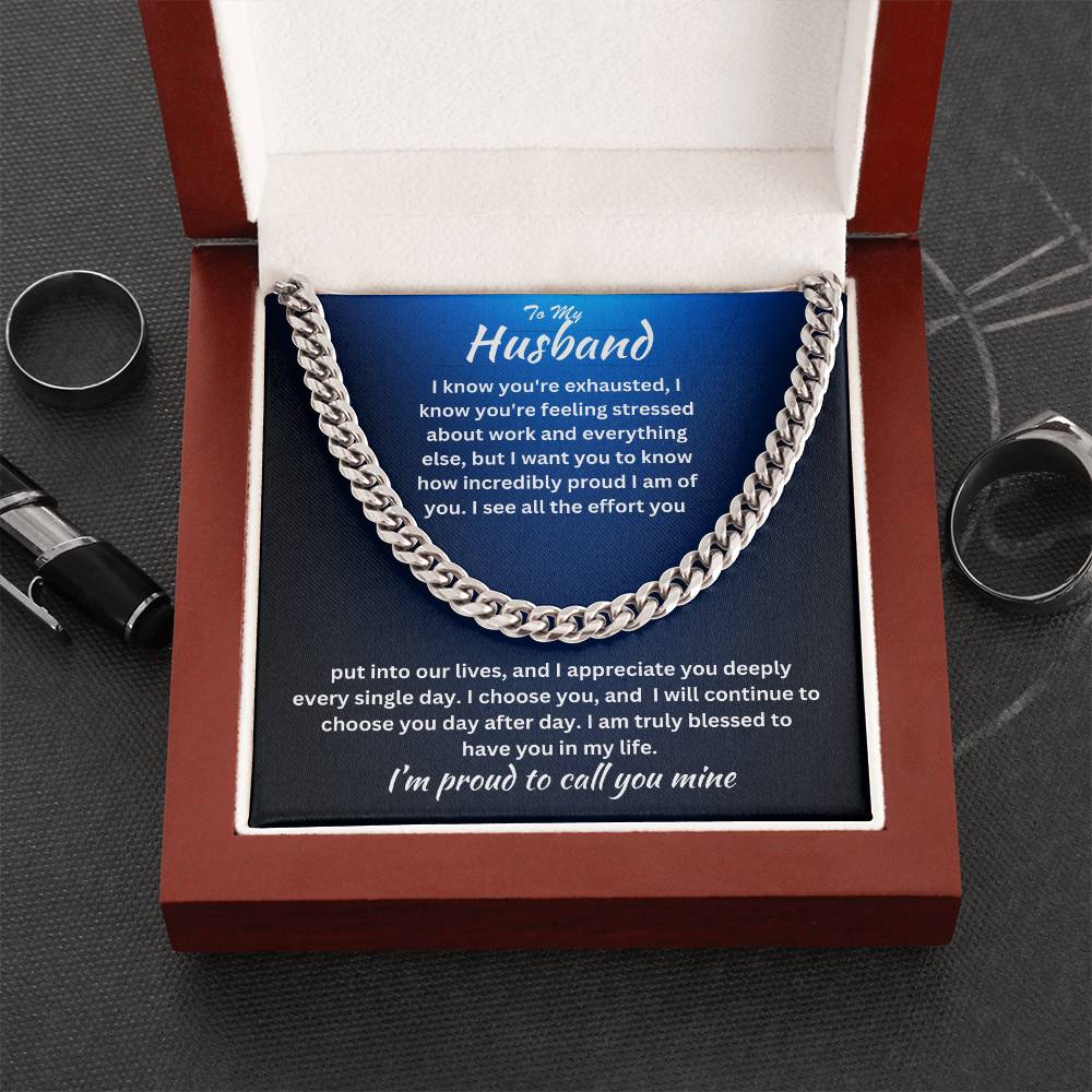 Husband- I am truly blessed -Cuban Link Chain - Essential Home Zone Essential Home Zone Stainless Steel / Luxury Box Jewelry Husband- I am truly blessed -Cuban Link Chain