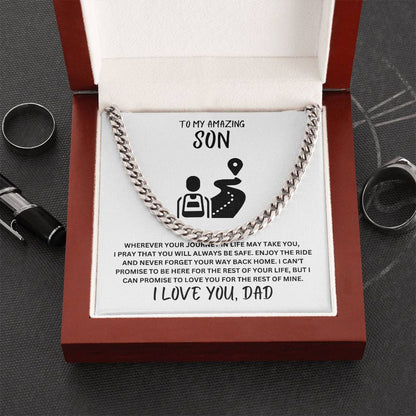 Son- Always be safe-Cuban Link Chain - Essential Home Zone Essential Home Zone Stainless Steel / Luxury Box Jewelry Son- Always be safe-Cuban Link Chain