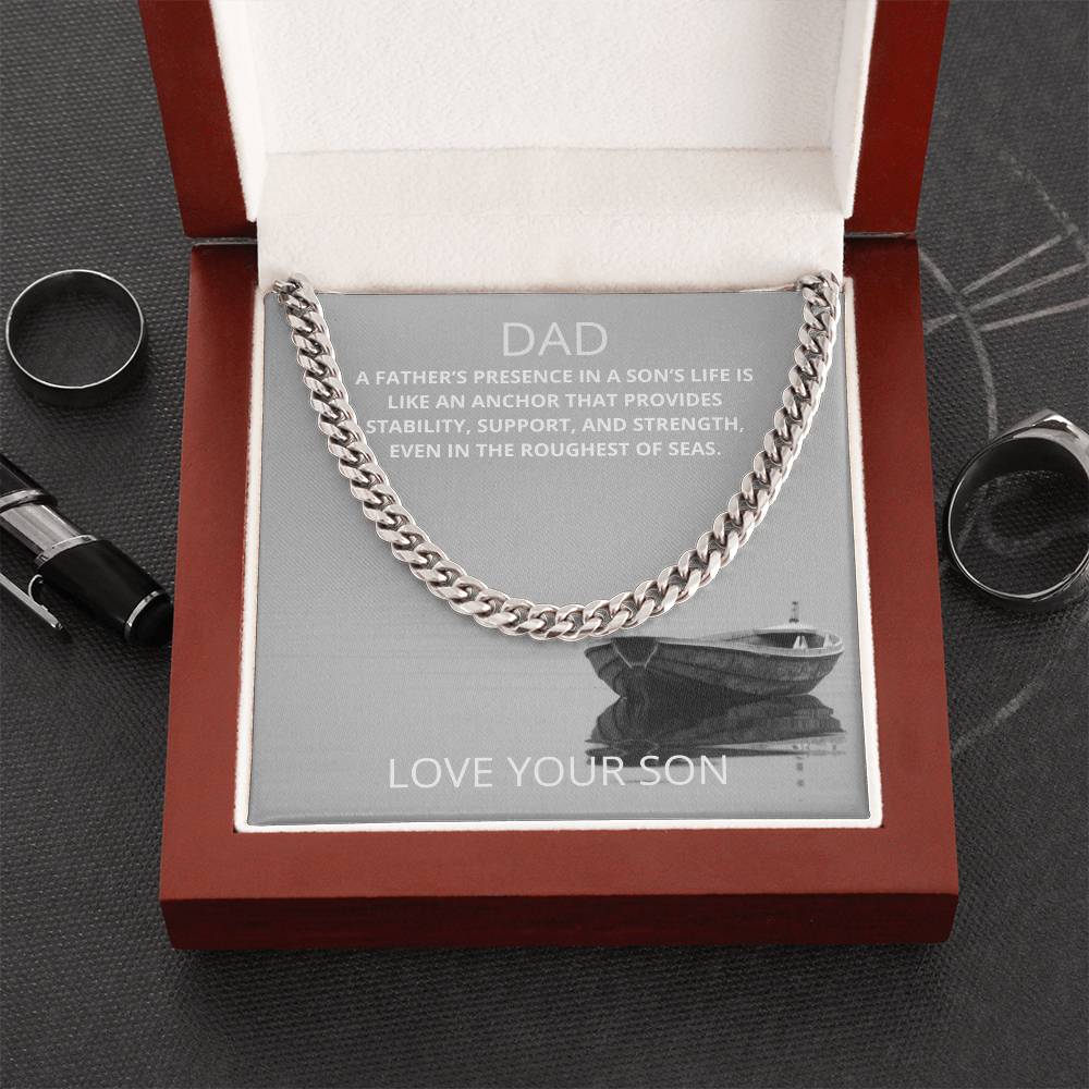 Dad- A father's presence-Cuban Link Chain - Essential Home Zone Essential Home Zone Stainless Steel / Luxury Box Jewelry Dad- A father's presence-Cuban Link Chain