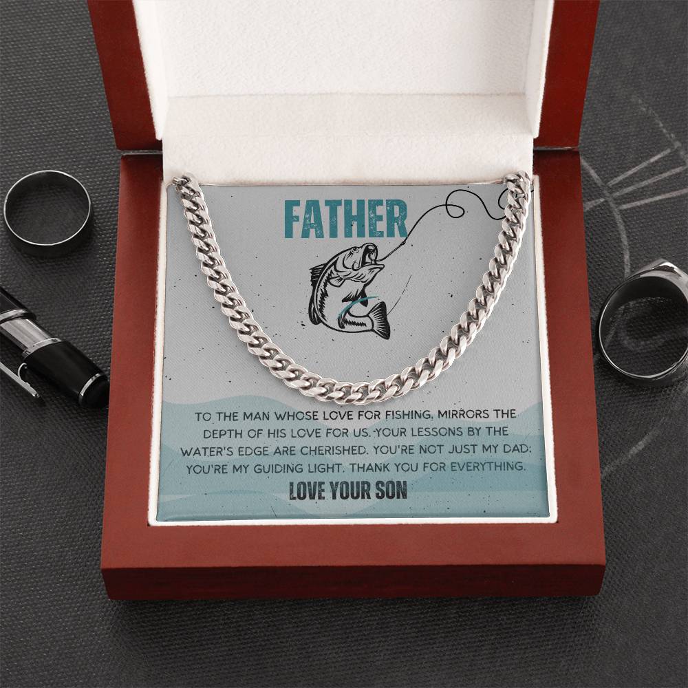 Dad- Love for fishing-Cuban Link Chain - Essential Home Zone Essential Home Zone Stainless Steel / Luxury Box Jewelry Dad- Love for fishing-Cuban Link Chain