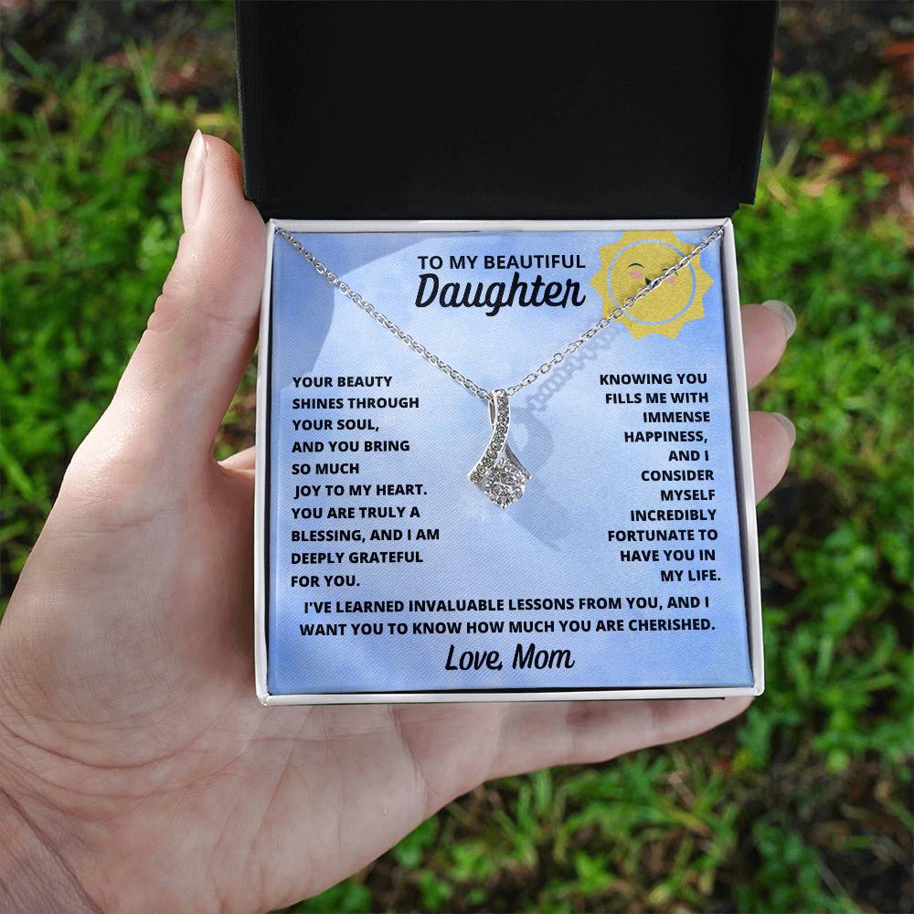 Daughter- Your beauty shines through-Alluring Beauty Necklace - Essential Home Zone Essential Home Zone White Gold Finish / Standard Box Jewelry Daughter- Your beauty shines through-Alluring Beauty Necklace