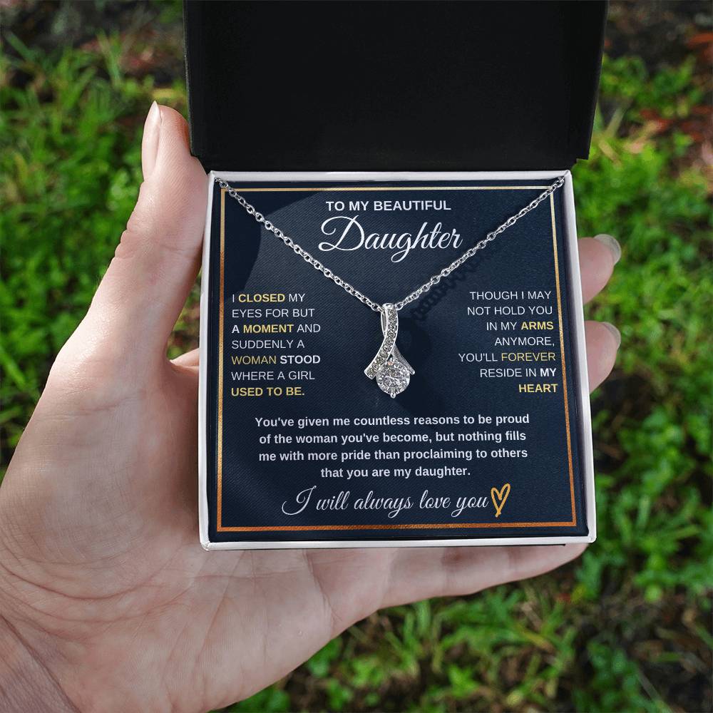 Daughter- Suddenly a woman -Alluring Beauty Necklace - Essential Home Zone Essential Home Zone White Gold Finish / Standard Box Jewelry Daughter- Suddenly a woman -Alluring Beauty Necklace