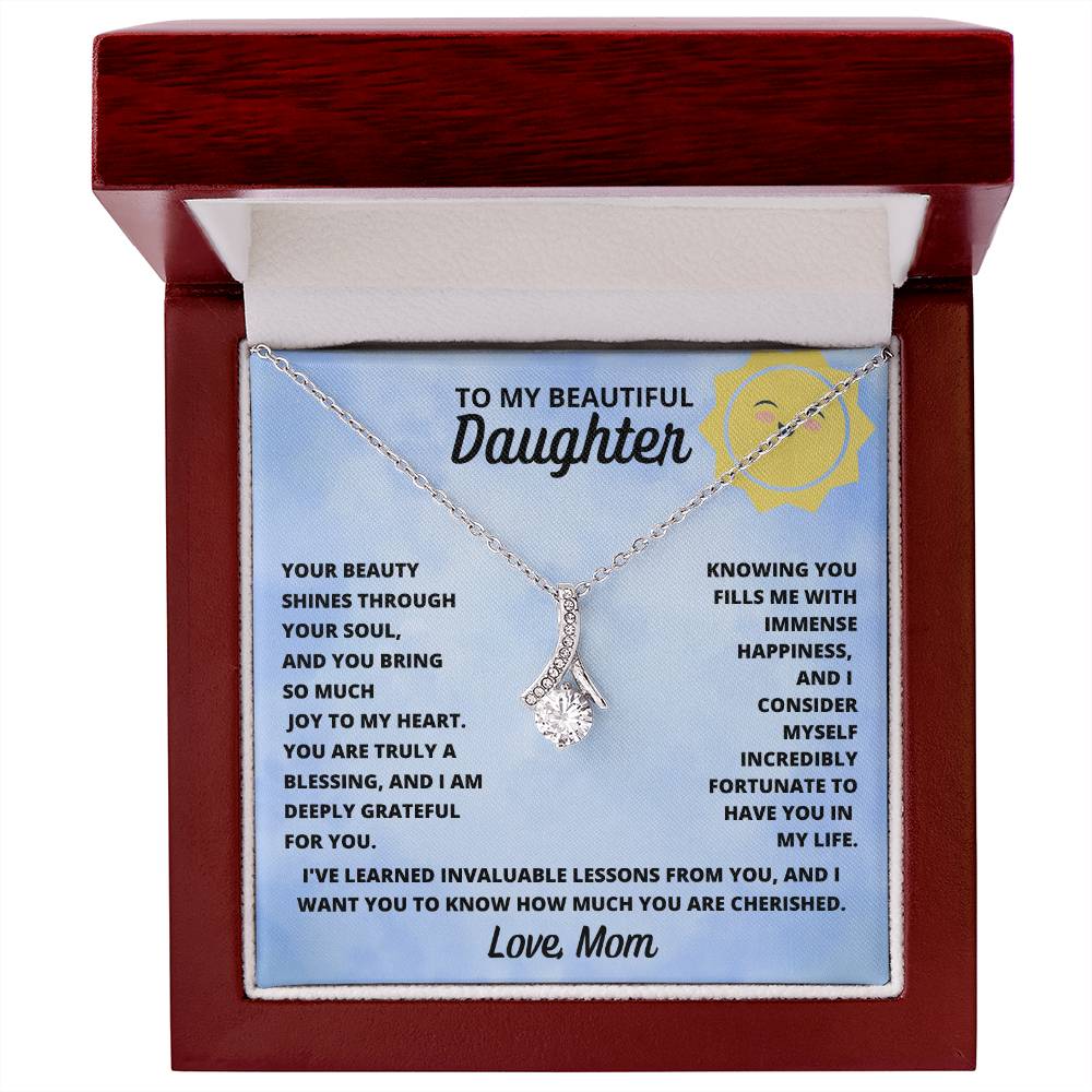 Daughter- Your beauty shines through-Alluring Beauty Necklace - Essential Home Zone Essential Home Zone White Gold Finish / Luxury Box Jewelry Daughter- Your beauty shines through-Alluring Beauty Necklace