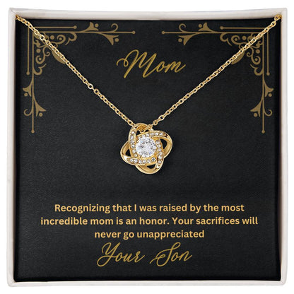 Mom- Most incredible mom-Love Knot Necklace - Essential Home Zone Essential Home Zone 18K Yellow Gold Finish / Standard Box Jewelry Mom- Most incredible mom-Love Knot Necklace