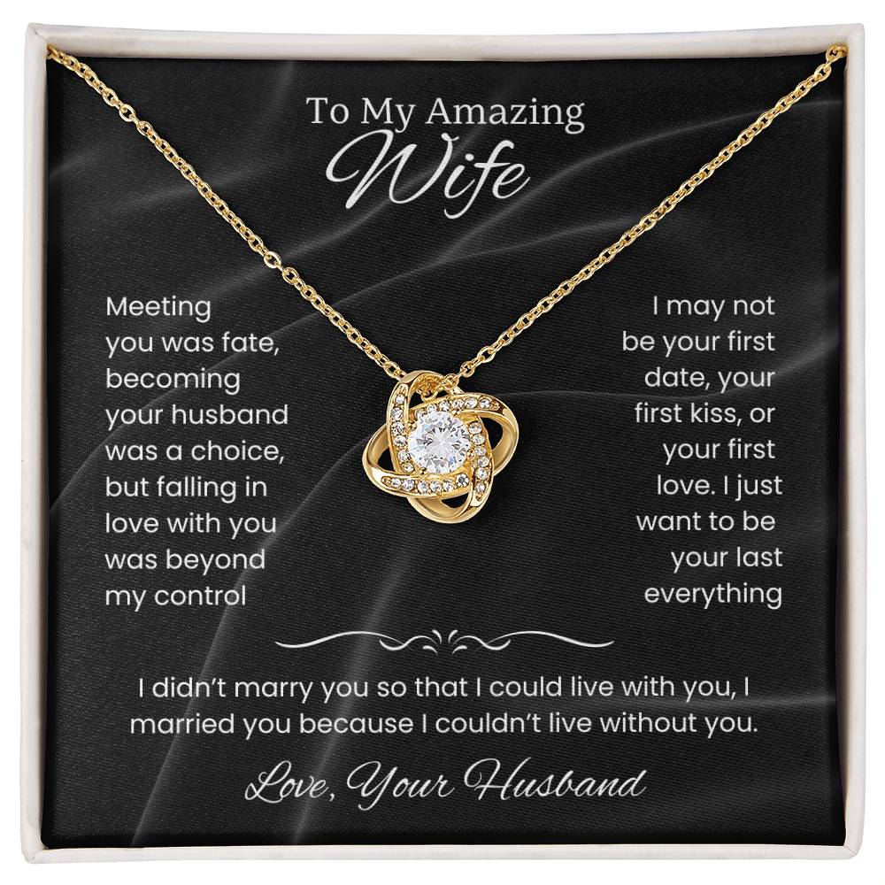 Wife- Love Knot Necklace – Tied to My Heart (70E)