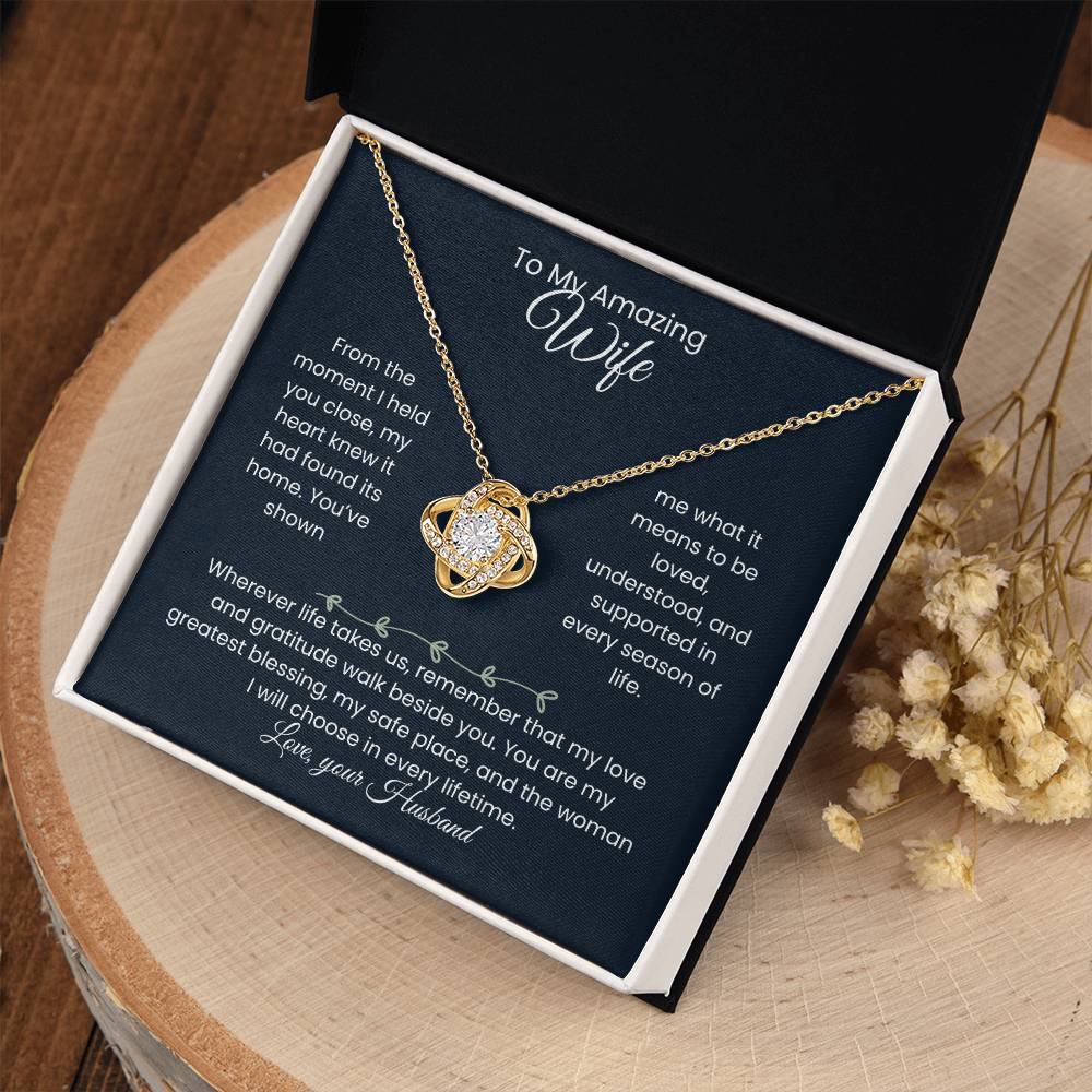 Wife- Love Knot Necklace – Tied to My Heart (190)