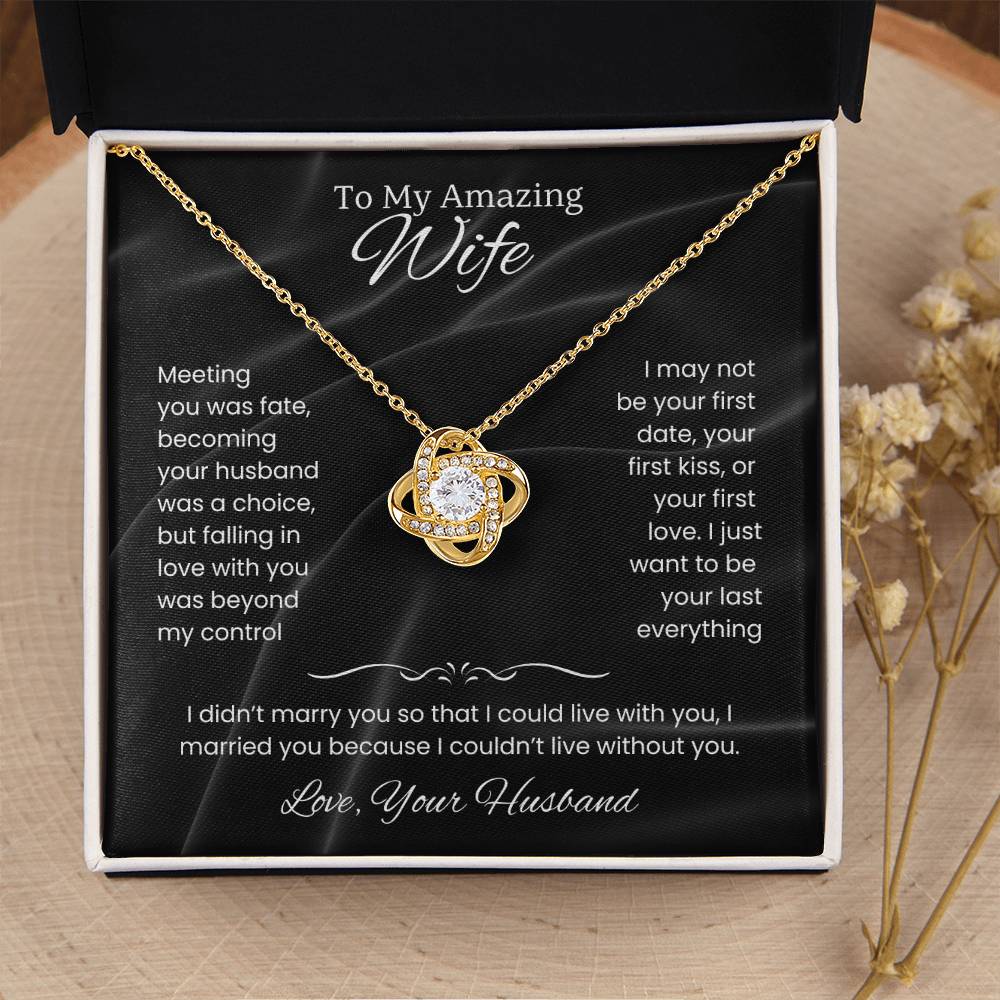 Wife- Love Knot Necklace – Tied to My Heart (70E)