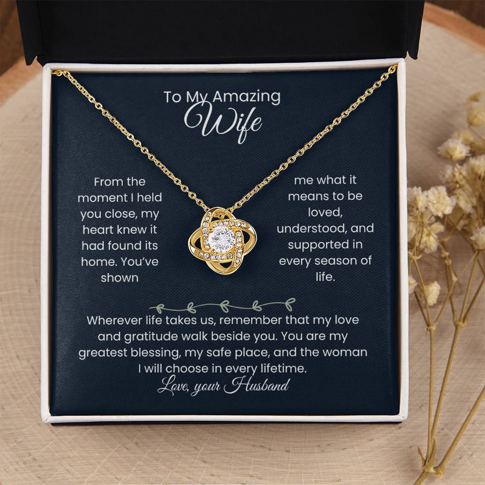 Wife- Love Knot Necklace – Tied to My Heart (190)