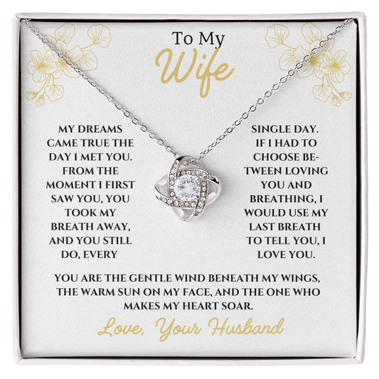 Wife-Imagine her reaction receiving this beautiful personalized  Love Knot Necklace. Representing an unbreakable bond between two souls 19