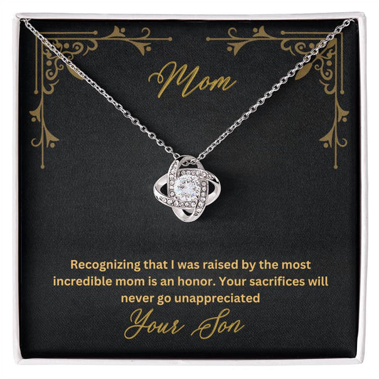 Mom- Most incredible mom-Love Knot Necklace - Essential Home Zone Essential Home Zone Jewelry Mom- Most incredible mom-Love Knot Necklace