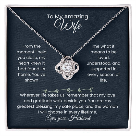 Wife- Love Knot Necklace – Tied to My Heart (190)