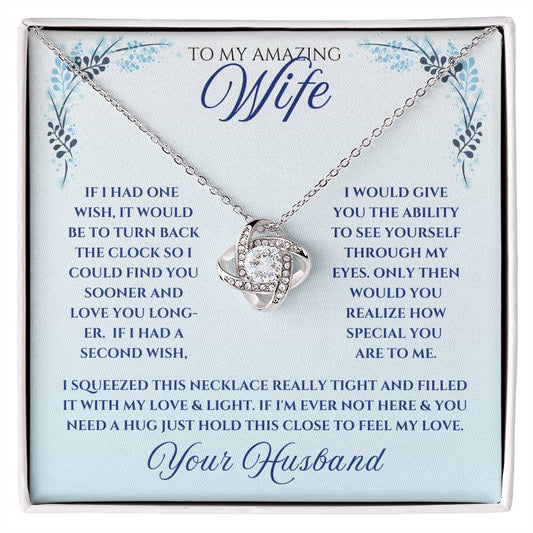 Wife-Imagine her reaction receiving this personalized beautiful Love Knot Necklace. Representing an unbreakable bond between two souls 34