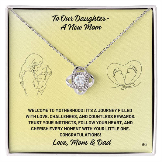 New Mom-Personalized this beautiful Love Knot Necklace, representing an unbreakable bond between two souls, 96