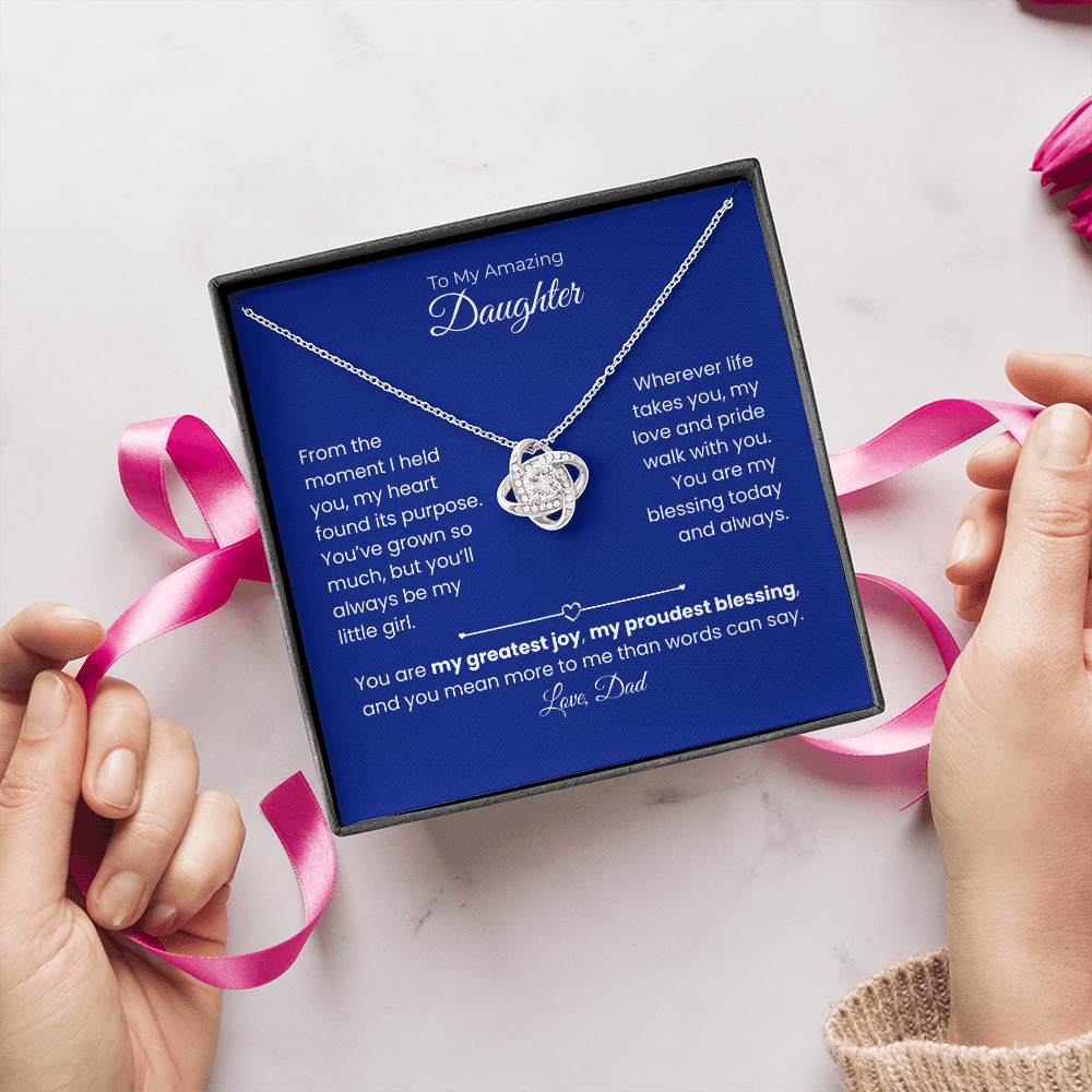 Daughter – Love Knot Necklace – Personalized From Sender Gift (124)