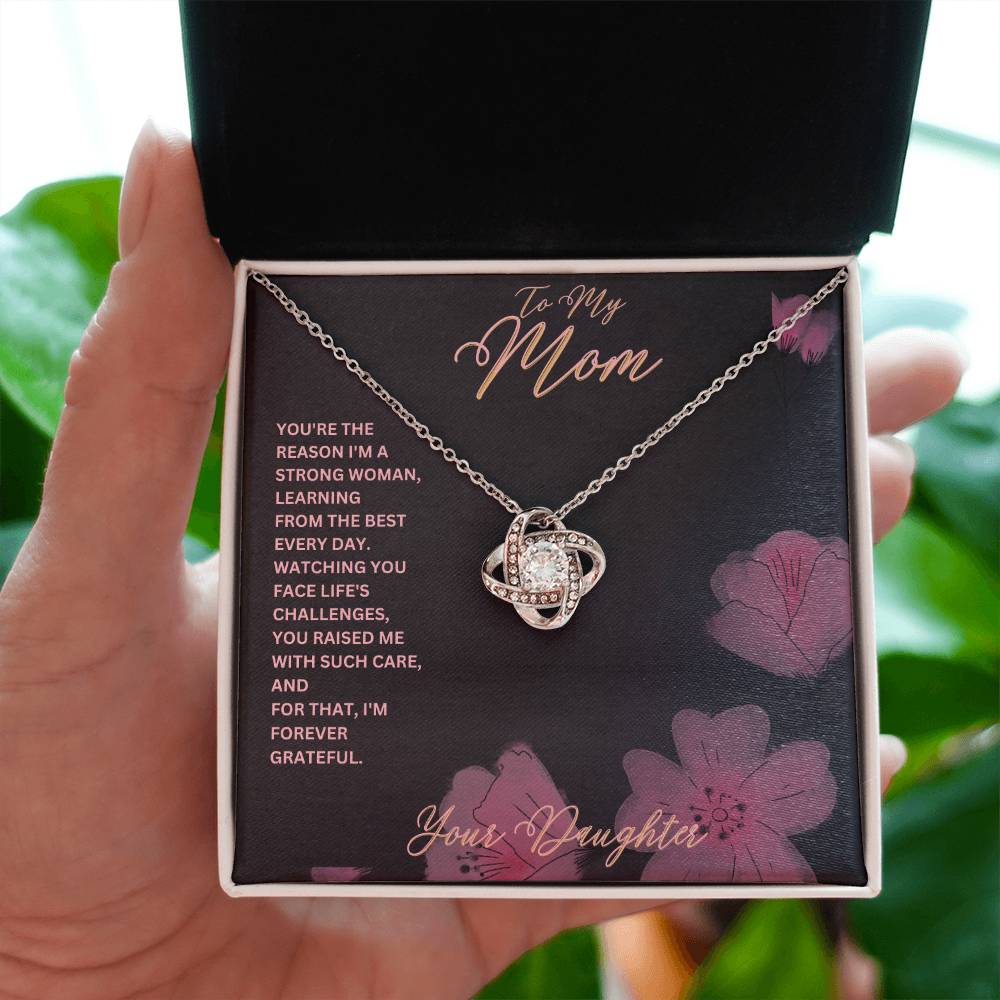 Mom- I'm a strong woman-Love Knot Necklace - Essential Home Zone Essential Home Zone 14K White Gold Finish / Standard Box Jewelry Mom- I'm a strong woman-Love Knot Necklace