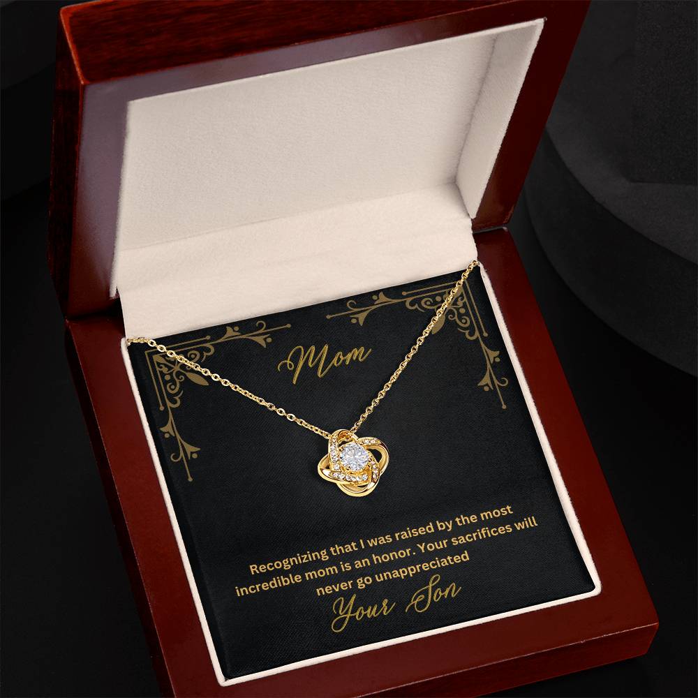 Mom- Most incredible mom-Love Knot Necklace - Essential Home Zone Essential Home Zone 18K Yellow Gold Finish / Luxury Box Jewelry Mom- Most incredible mom-Love Knot Necklace