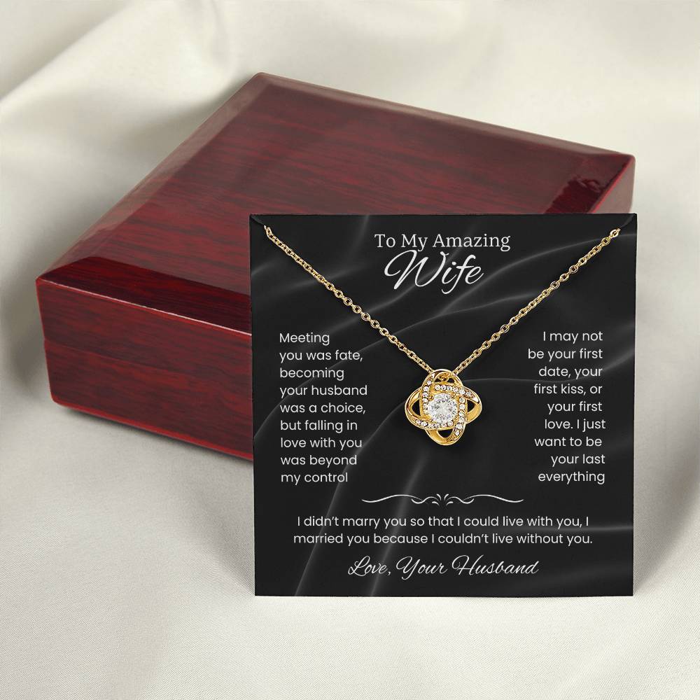 Wife- Love Knot Necklace – Tied to My Heart (70E)