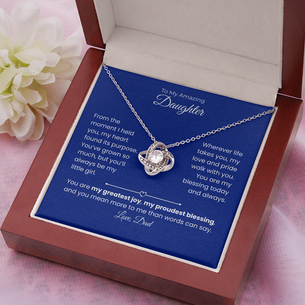 Daughter – Love Knot Necklace – Personalized From Sender Gift (124)