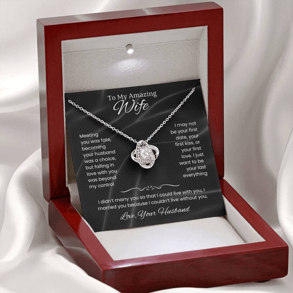 Wife- Love Knot Necklace – Tied to My Heart (70E)
