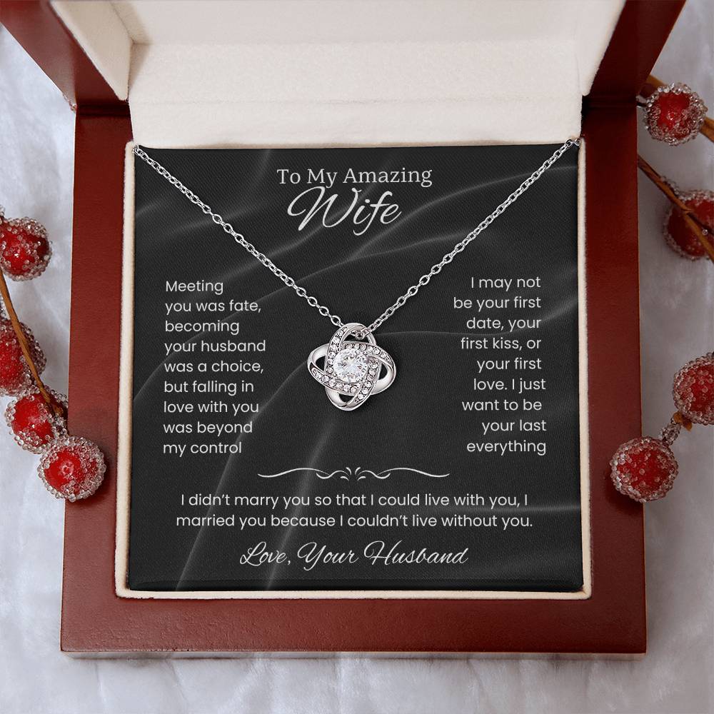 Wife- Love Knot Necklace – Tied to My Heart (70E)