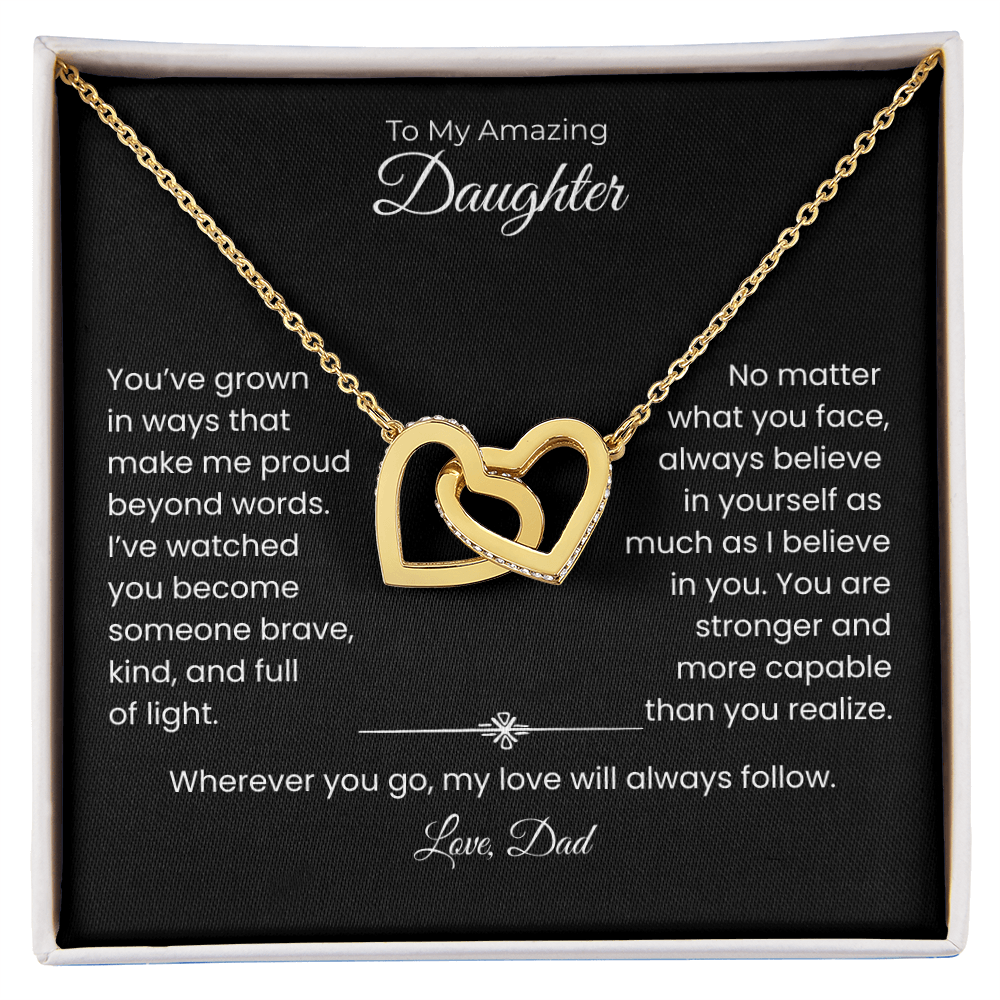 Daughter – Interlocking Heart Necklace – Personalized From Title Gift (128)