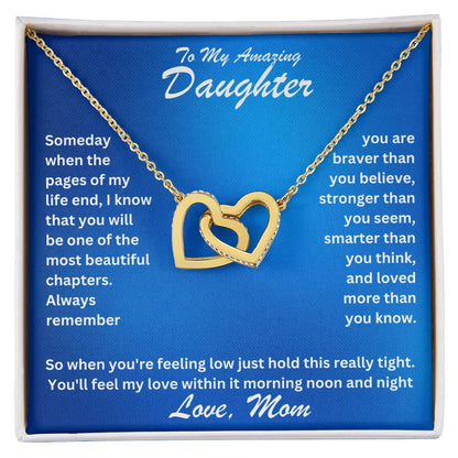 Daughter- Most beautiful chapters -Interlocking Hearts Necklace - Essential Home Zone Essential Home Zone Jewelry Daughter- Most beautiful chapters -Interlocking Hearts Necklace