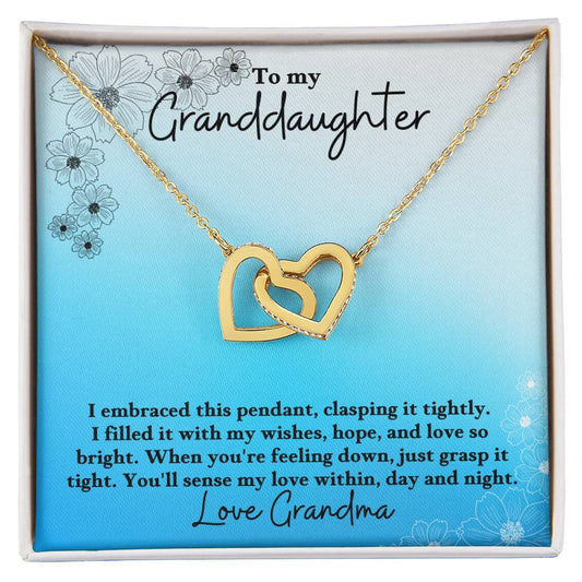 Granddaughter- I embraced this pendant -Interlocking Hearts Necklace - Essential Home Zone Essential Home Zone Jewelry Granddaughter- I embraced this pendant -Interlocking Hearts Necklace