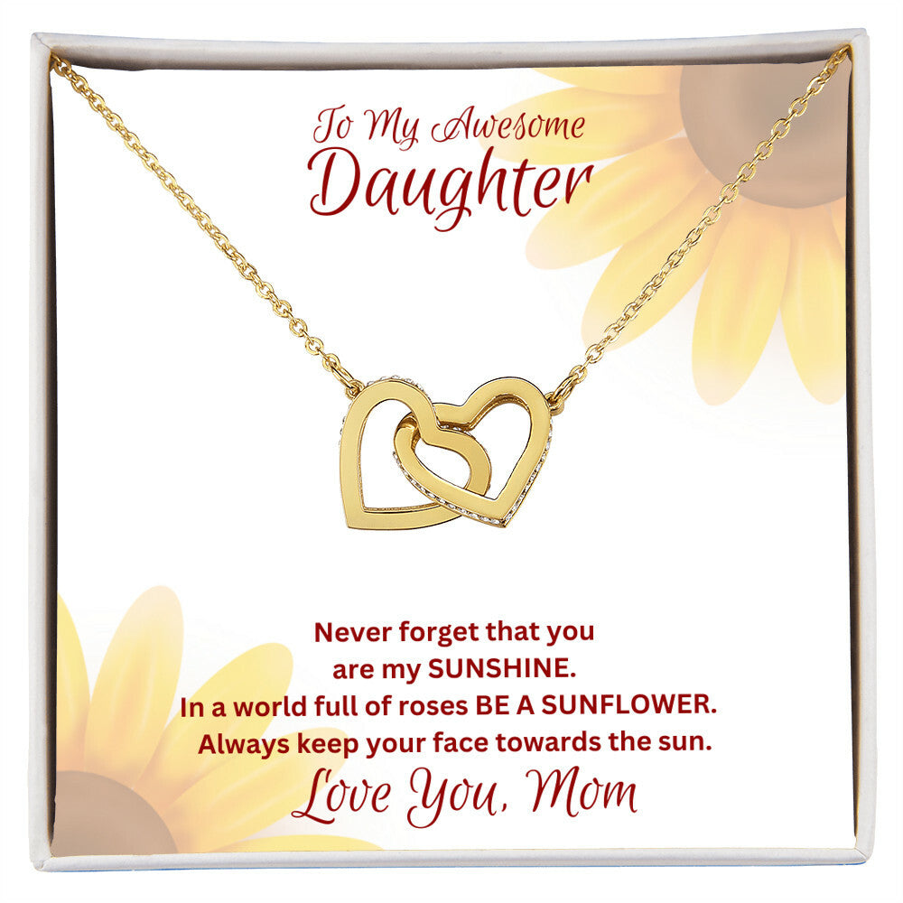 Daughter- You are my sunshine -Interlocking Hearts Necklace - Essential Home Zone Essential Home Zone Jewelry Daughter- You are my sunshine -Interlocking Hearts Necklace