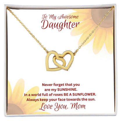 Daughter- You are my sunshine -Interlocking Hearts Necklace - Essential Home Zone Essential Home Zone Jewelry Daughter- You are my sunshine -Interlocking Hearts Necklace