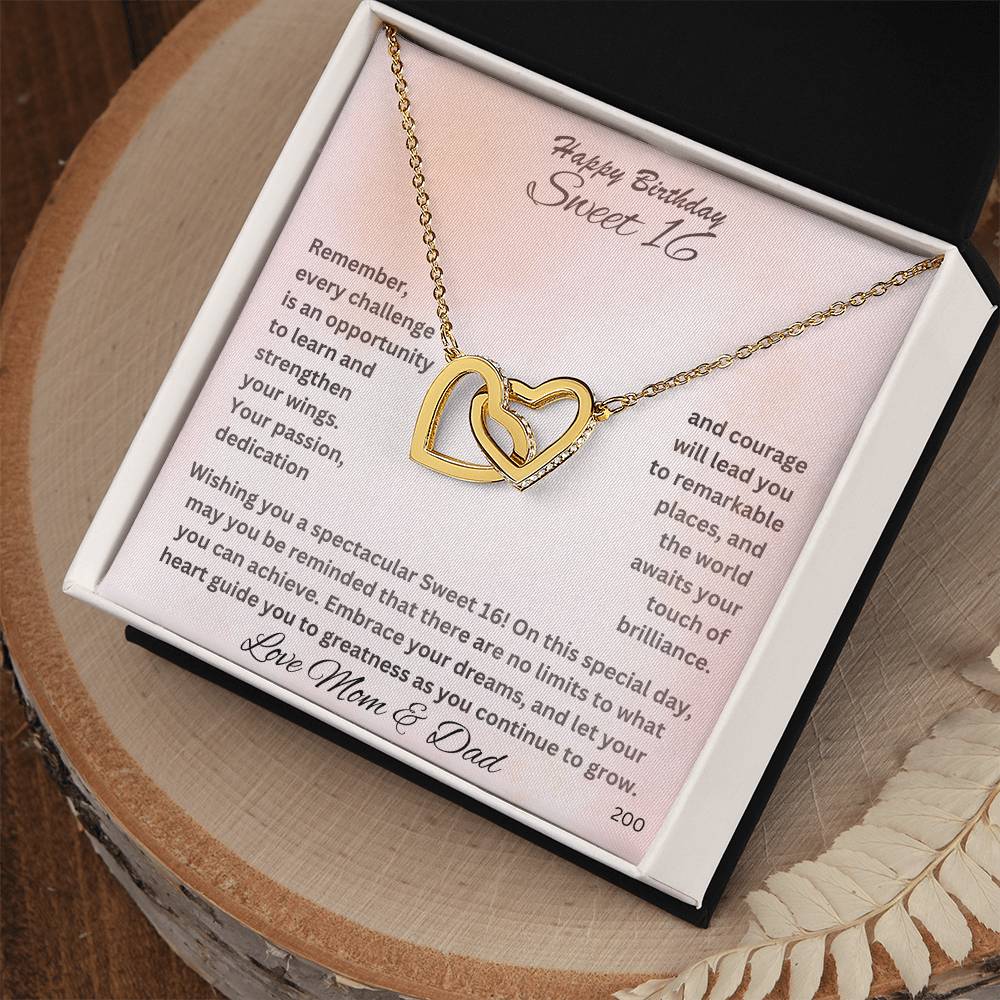 Sweet 16- Give her the gift that symbolizes your never-ending love. Personalized this Interlocking Hearts necklace 200