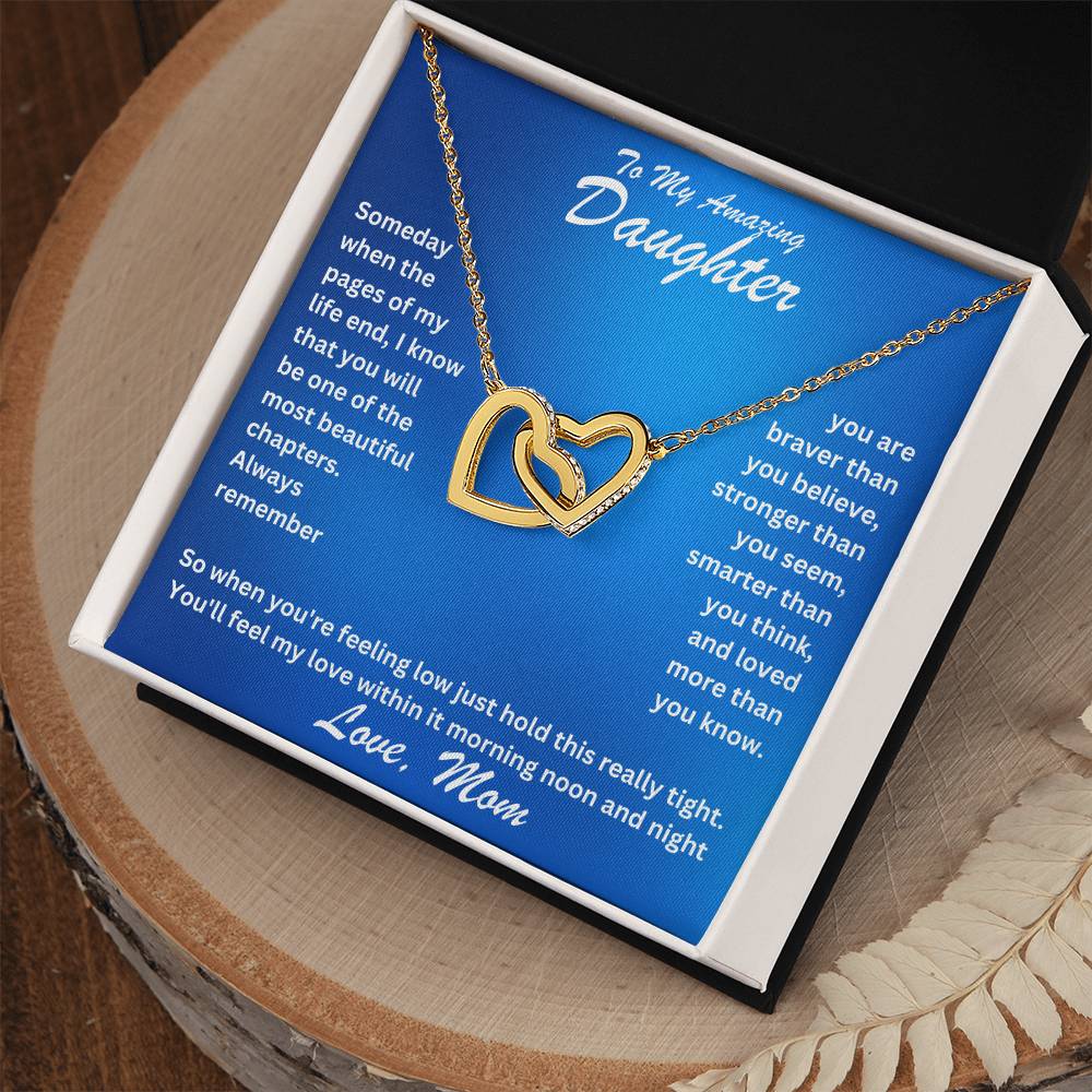 Daughter- Most beautiful chapters -Interlocking Hearts Necklace - Essential Home Zone Essential Home Zone 18K Yellow Gold Finish / Standard Box Jewelry Daughter- Most beautiful chapters -Interlocking Hearts Necklace