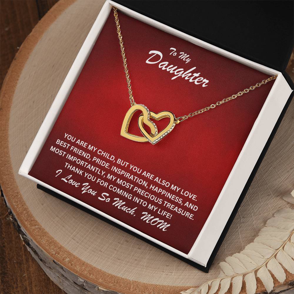 Daughter- You are my child -Interlocking Hearts Necklace - Essential Home Zone Essential Home Zone 18K Yellow Gold Finish / Standard Box Jewelry Daughter- You are my child -Interlocking Hearts Necklace