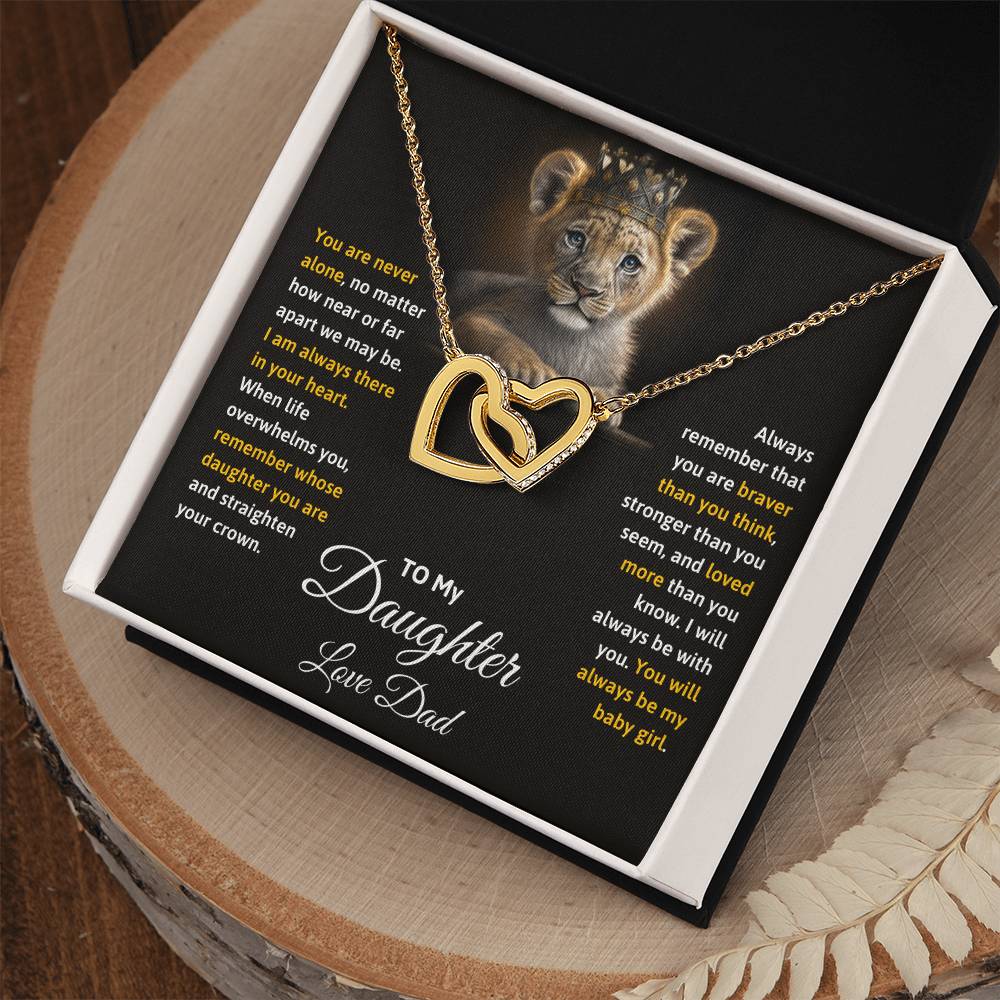 Daughter- Straighten your crown-Interlocking Hearts Necklace - Essential Home Zone Essential Home Zone 18K Yellow Gold Finish / Standard Box Jewelry Daughter- Straighten your crown-Interlocking Hearts Necklace