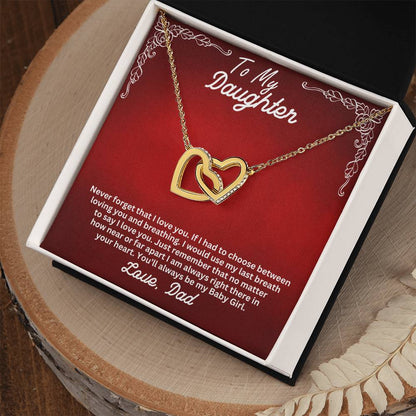 Daughter- My last breath -Interlocking Hearts Necklace - Essential Home Zone Essential Home Zone 18K Yellow Gold Finish / Standard Box Jewelry Daughter- My last breath -Interlocking Hearts Necklace