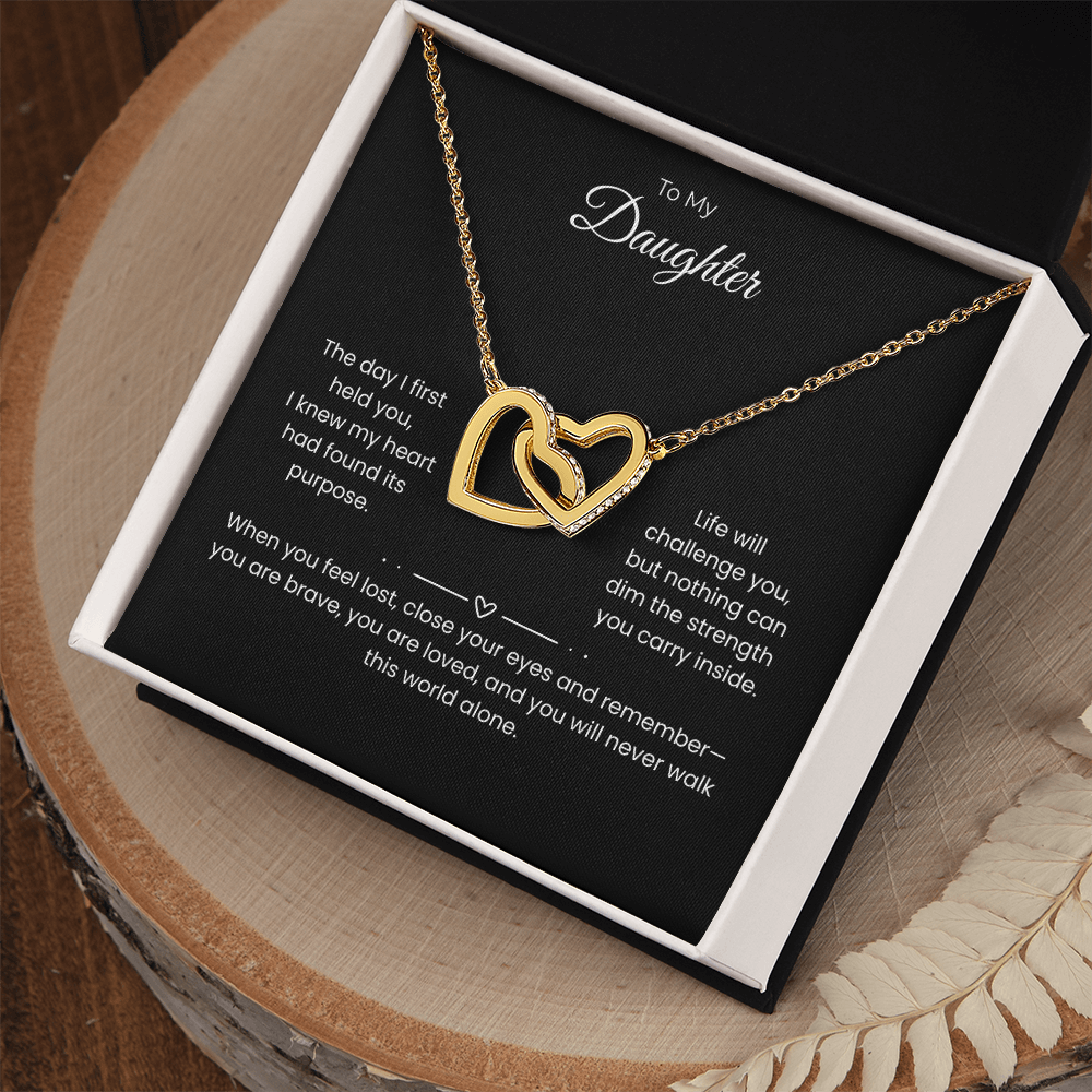 Daughter – Interlocking Heart Necklace – Personalized From Sender (117)