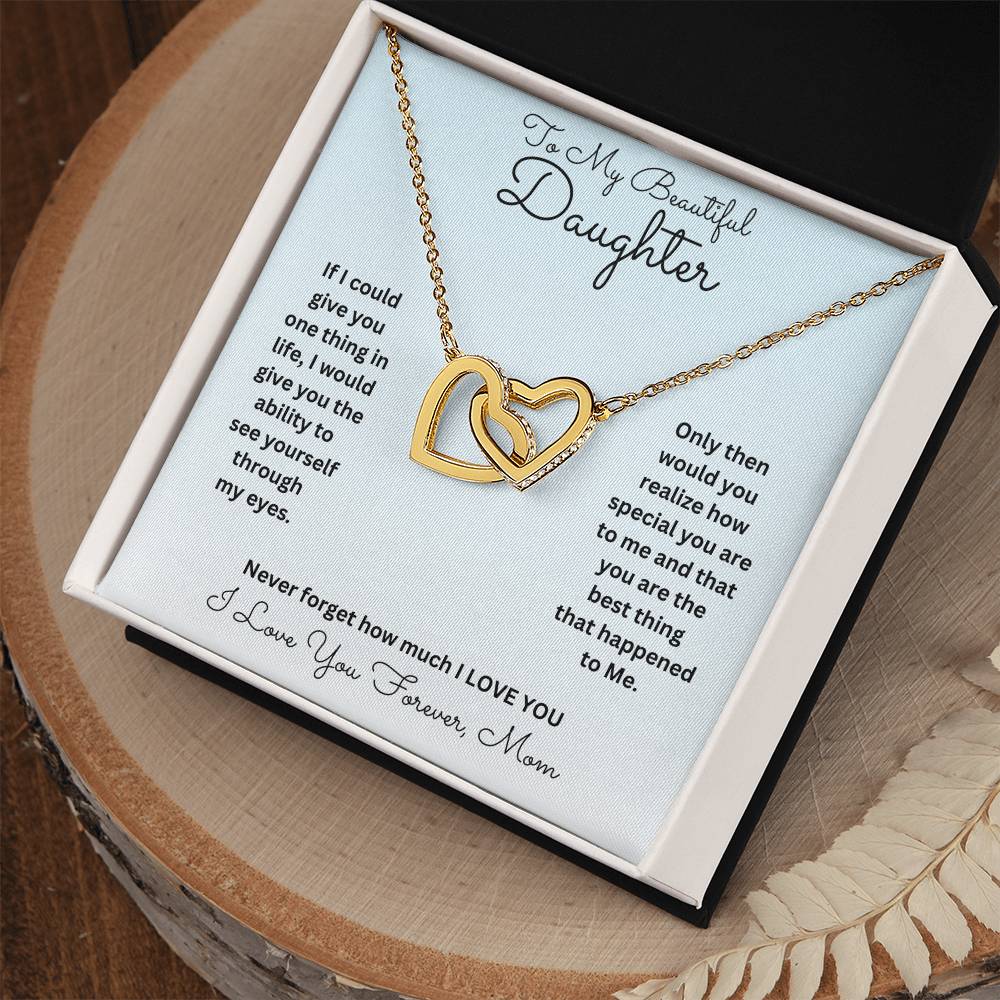 Daughter- One thing in life-Interlocking Hearts Necklace - Essential Home Zone Essential Home Zone 18K Yellow Gold Finish / Standard Box Jewelry Daughter- One thing in life-Interlocking Hearts Necklace