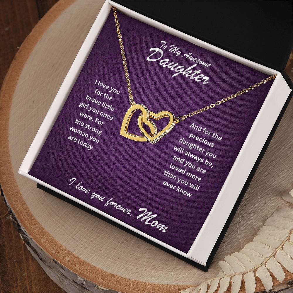 Daughter- Strong woman you are -Interlocking Hearts Necklace - Essential Home Zone Essential Home Zone 18K Yellow Gold Finish / Standard Box Jewelry Daughter- Strong woman you are -Interlocking Hearts Necklace