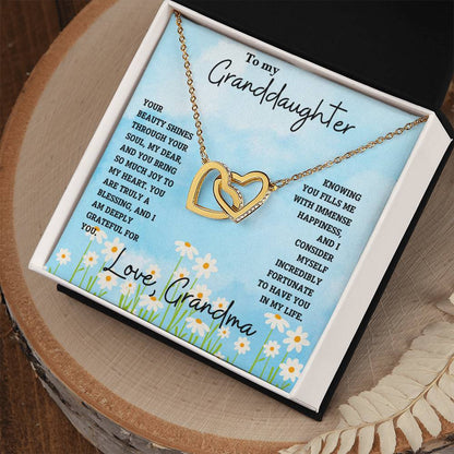 Granddaughter- Beauty shines through -Interlocking Hearts Necklace - Essential Home Zone Essential Home Zone 18K Yellow Gold Finish / Standard Box Jewelry Granddaughter- Beauty shines through -Interlocking Hearts Necklace