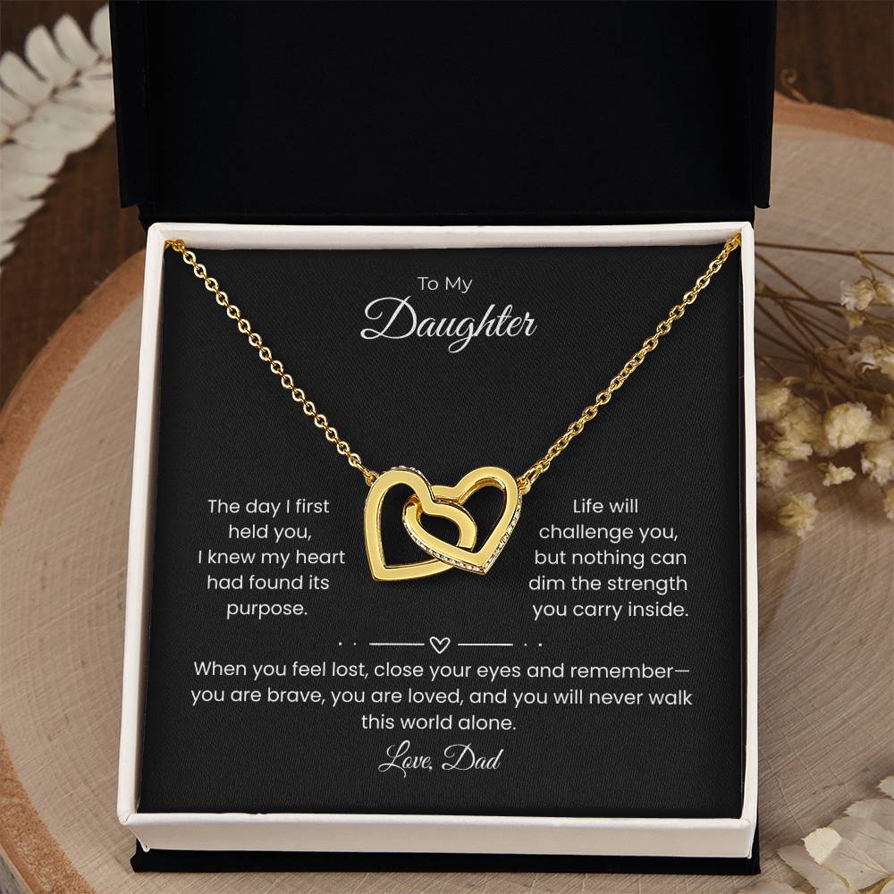 Daughter – Interlocking Heart Necklace – Personalized From Sender (117)