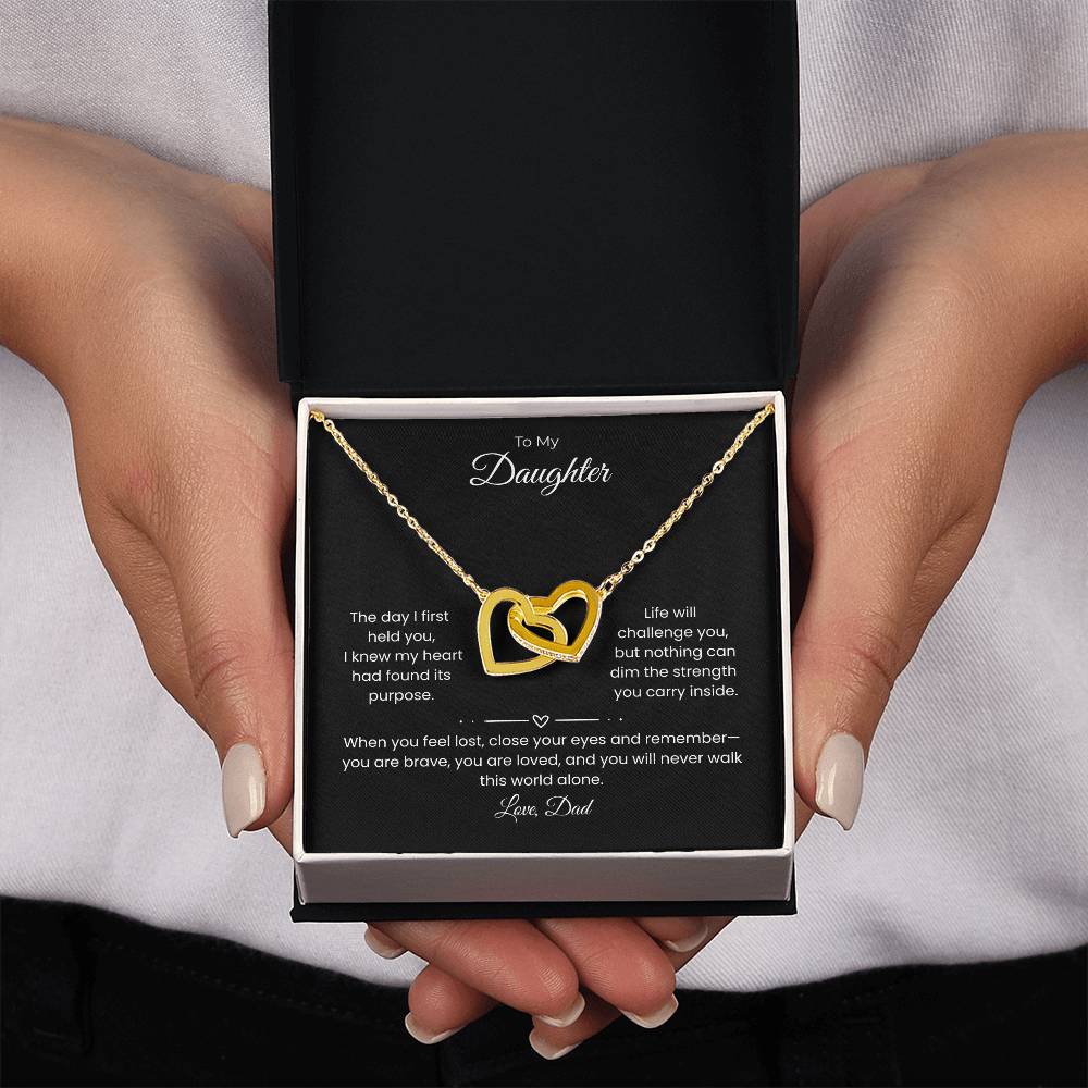 Daughter – Interlocking Heart Necklace – Personalized From Sender (117)