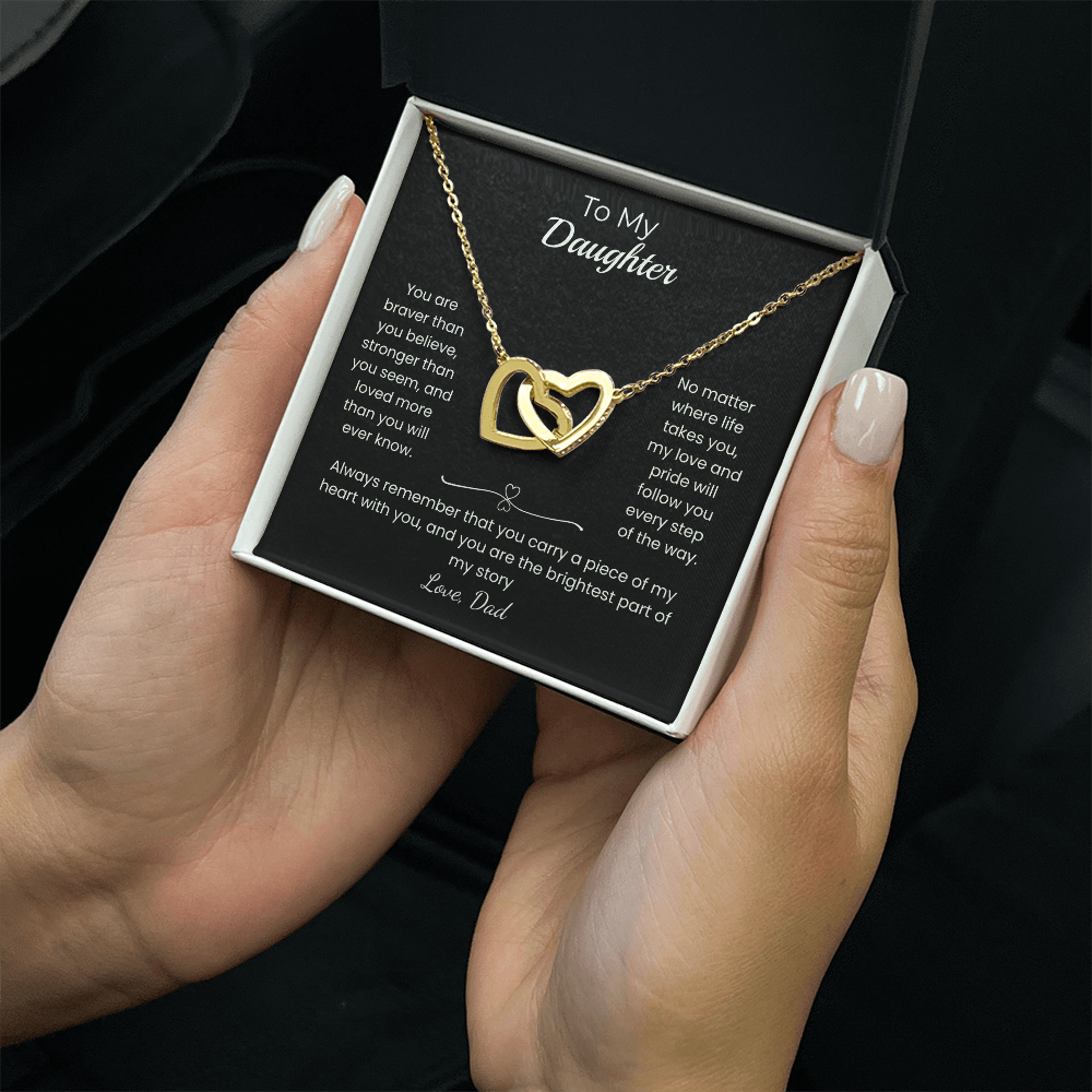 Daughter – Interlocking Heart Necklace – Personalized Gift from Any Sender (90)